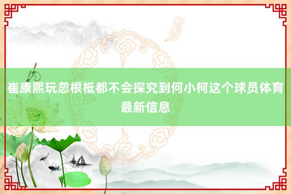 崔康熙玩忽根柢都不会探究到何小柯这个球员体育最新信息