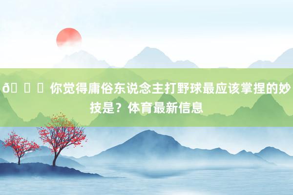 👀你觉得庸俗东说念主打野球最应该掌捏的妙技是？体育最新信息