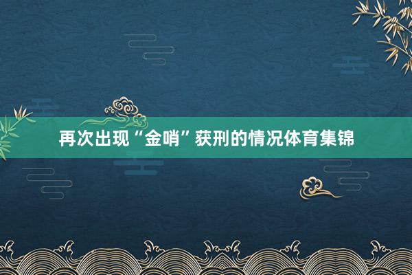 再次出现“金哨”获刑的情况体育集锦