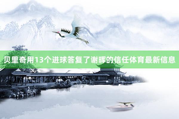 贝里奇用13个进球答复了谢晖的信任体育最新信息