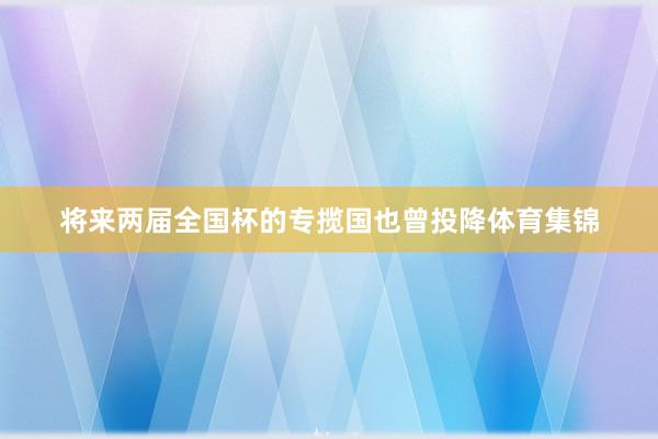 将来两届全国杯的专揽国也曾投降体育集锦