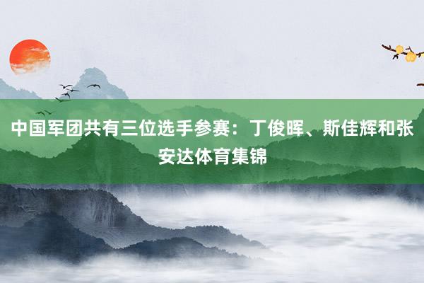 中国军团共有三位选手参赛：丁俊晖、斯佳辉和张安达体育集锦