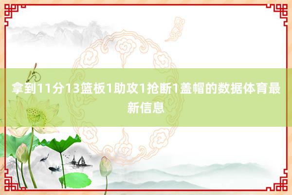 拿到11分13篮板1助攻1抢断1盖帽的数据体育最新信息